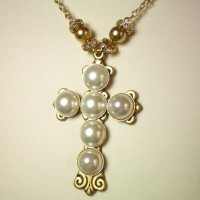 TOBG Pearl Cross Necklace