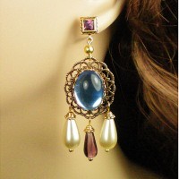 Anne Boleyn Light Sapphire and Amethyst earrings