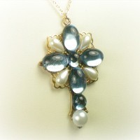 Anne Boleyn Light Sapphire Pearl Cross