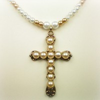 Lucrezia Borgia Pearl Cross Necklace