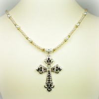 Lucrezia Borgia Silver Cross Necklace