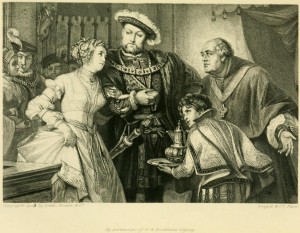 Engraving of Henry VIII and Anne Boleyn by T. L. Raab after the painting by Fr. Pecht.