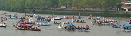 The flotilla of man-powered boats at the Queen's Diamond Jubilee procession 2012