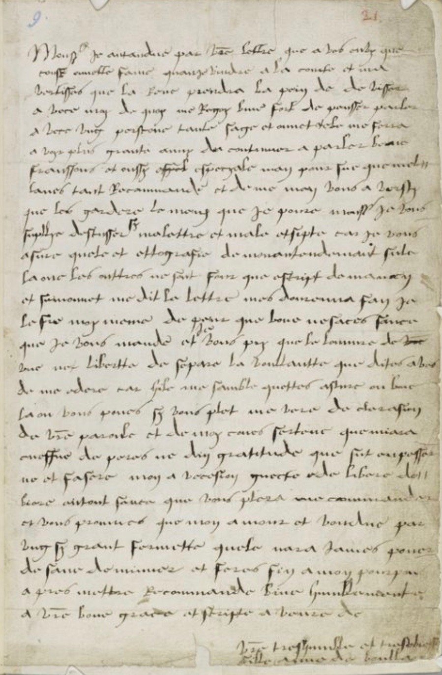 Anne Boleyn letter from La Veure to her father