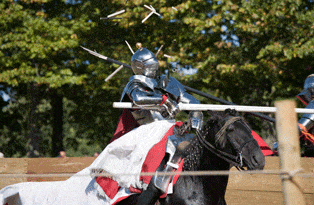 Re-enactment of jousting at Hampton Court Palace
