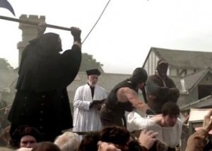 A still of Culpeper's execution from The Tudors series.