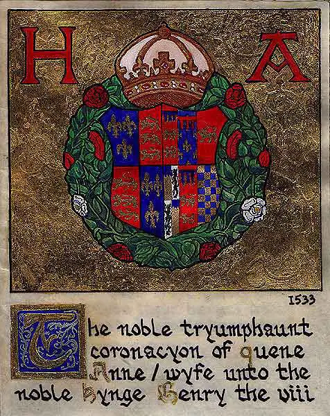 Title page of Roland Hui's version of Anne Boleyn's Coronation book