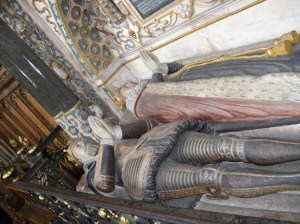 Looking down on Robert and Lettice Dudley's tomb