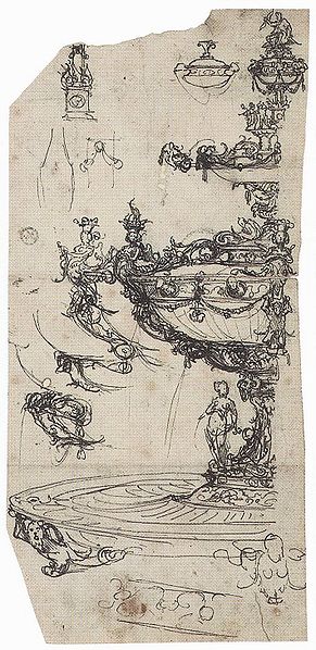 A sketch of the design for the Holbein table fountain Anne Boleyn commissioned