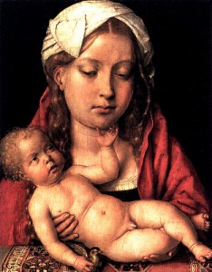 Michael Sittow's Virgin and Child. The woman appears to have been modelled on Catherine of Aragon.