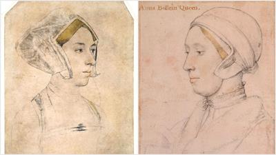 Sketches by Holbein of an unknown woman some believe to be Anne Boleyn*