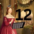 A Christmassy Anne Boleyn holding the Anne Boleyn Files Advent calendar.