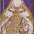 Coronation miniature of Queen Elizabeth I showing her in her coronation costume and crown, and holding the orb and sceptre