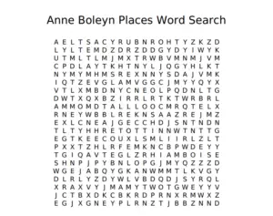 Anne Boleyn Places word search