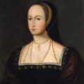 An 18th century oil painting of Anne Boleyn. She is depicted wearing an HA pendant.