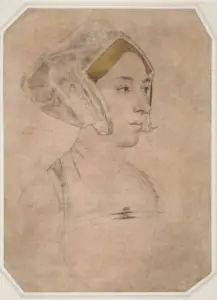 Drawing of woman said to be Anne Boleyn by Hans Holbein the Younger