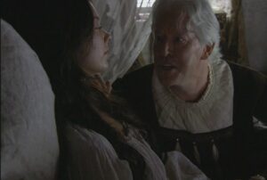Natalie Dormer as Anne Boleyn and Nick Dunning as Thomas Boleyn in Showtime's "The Tudors".