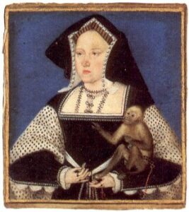 Catherine of Aragon with a pet monkey