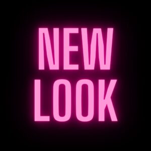 "New Look" in pink on a black background