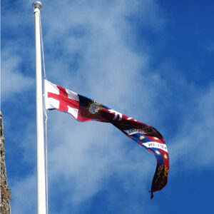 Richard III's banner, showing his heraldic devices and motto 'Loyaulte Me Lie'